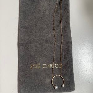 Zoe Chicco 14K Yellow Gold Pearl and White Diamond Open Circle